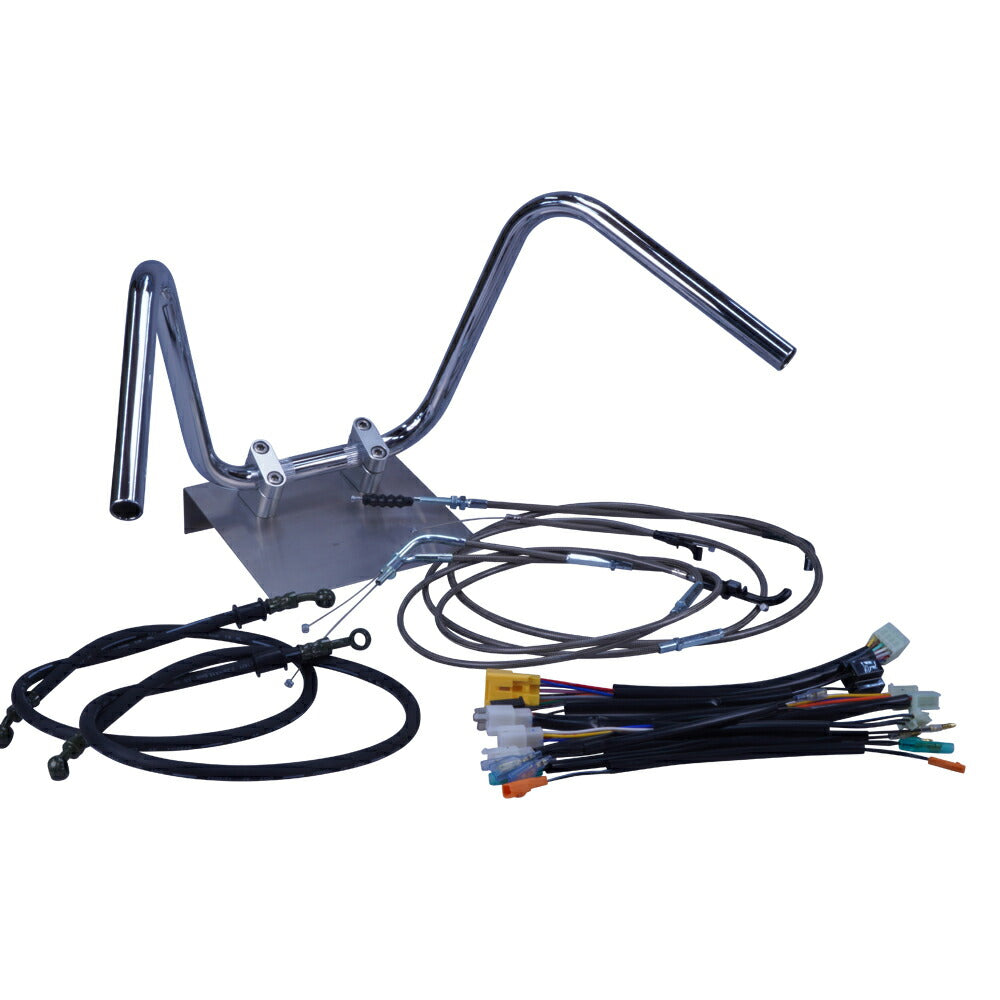 XR50/100モタード 05-07年 AD14HD13 ミニしぼりアップハンドル セット ブラックメッシュ ダークメッシュ ワイヤー