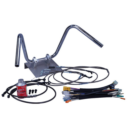 XR50/100モタード 05-07年 AD14HD13 ミニしぼりアップハンドル セット ブラックメッシュ ダークメッシュ ワイヤー