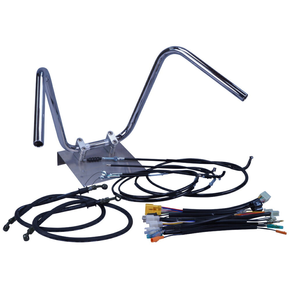 XR50/100モタード ミニしぼりアップハンドル セット ブラック ワイヤー