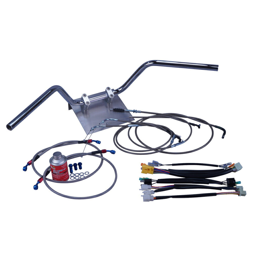 ゼファー400 89-90年 ZR400C 鬼ハンドル セット ブラックメッシュ ダークメッシュ ワイヤー