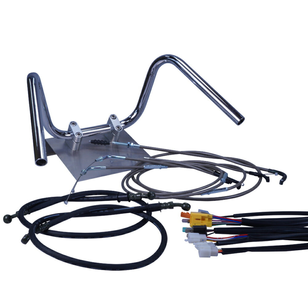 XJR400 93-94 4HM Squeezed-Up Handlebar Set Black Mesh Dark Mesh Wires
