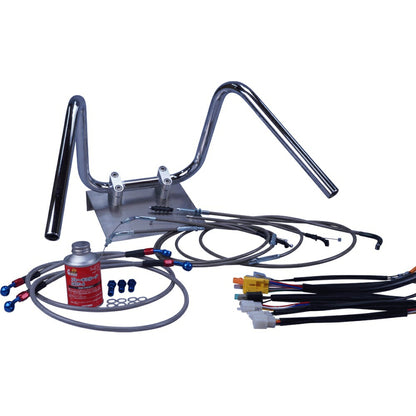GSX250E Katana (Zari/Goki) GJ51 Twisted Ape Hanger Handlebar Set Black Mesh Dark Mesh Wires