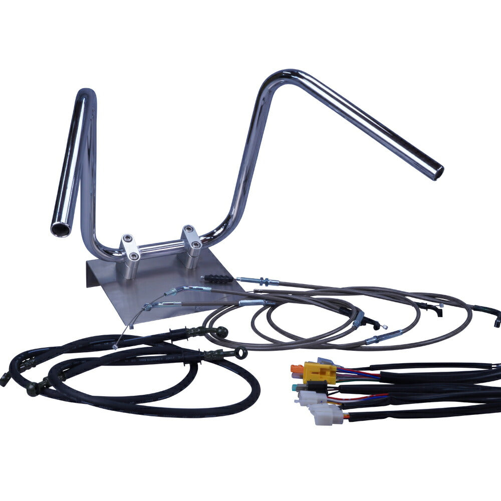 CB400SB 05年 NC39 しぼりアップハンドル セット ブラックメッシュ ダークメッシュ ワイヤー