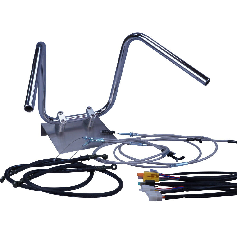 XV250ビラーゴ 88-92年 3DM しぼりアップハンドル セット メッシュ ワイヤー