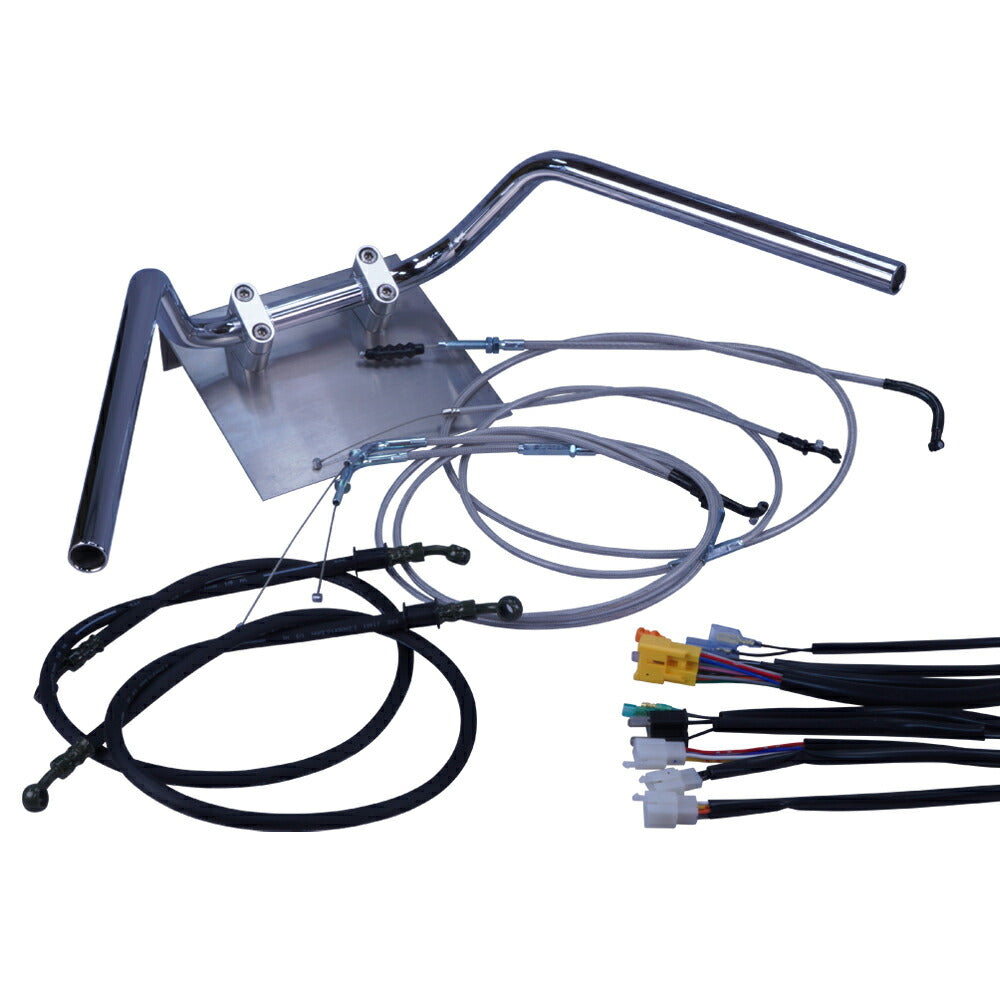 SR400/500 88-00年 1JR1JN 鬼ハンドル セット メッシュ ワイヤー