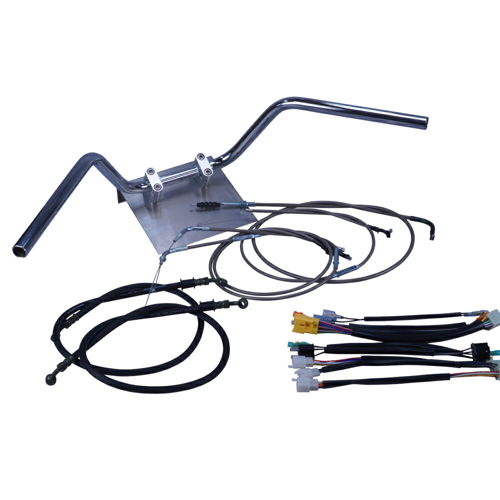 ZRX400/2 04-06年 ZR400E 鬼ハンドル セット ブラックメッシュ ダークメッシュ ワイヤー