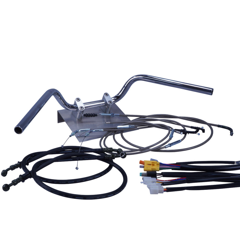 GB250 クラブマン 90年- MC10 セミしぼりアップハンドル セット ブラックメッシュ ダークメッシュ ワイヤー