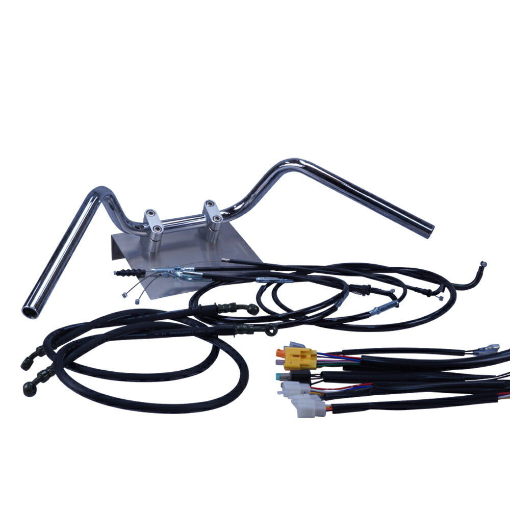 SR400 03-08年 RH01J セミしぼりアップハンドル セット ブラック ワイヤー