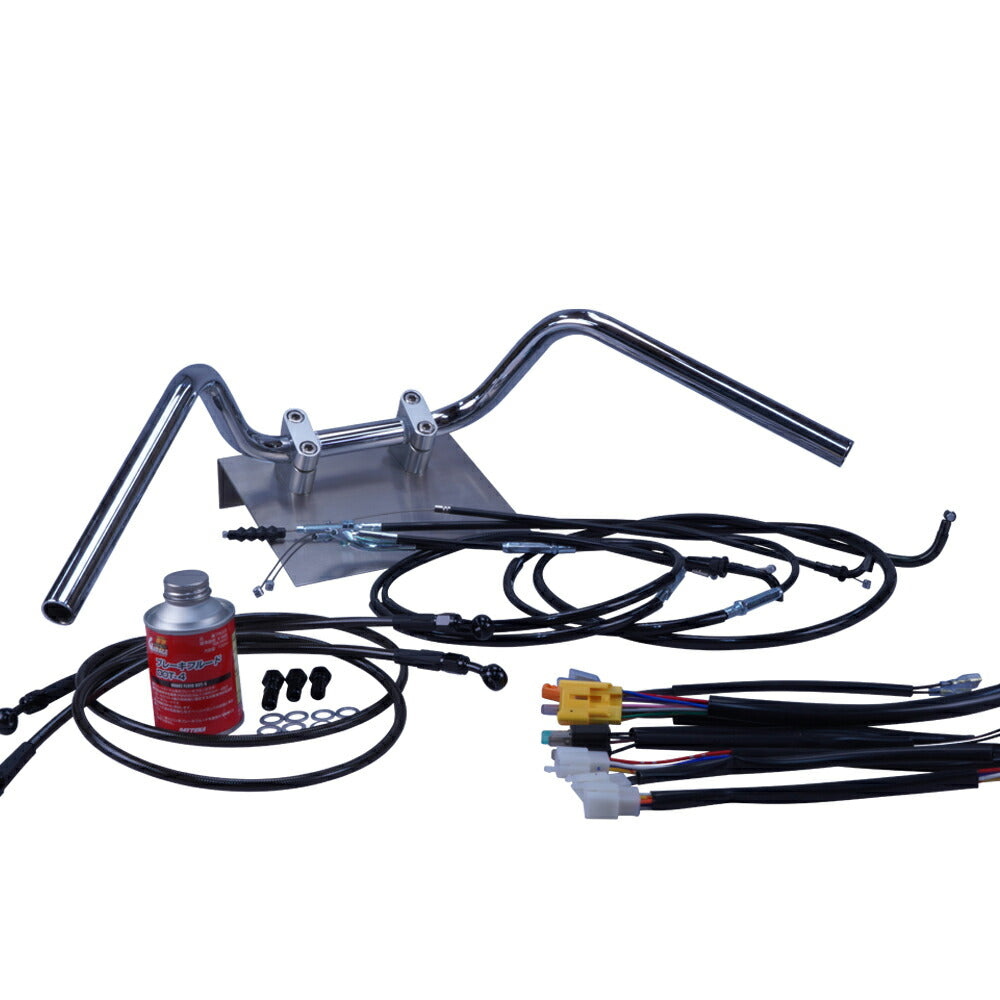 SR400 01-02年 RH01J セミしぼりアップハンドル セット ブラック ワイヤー