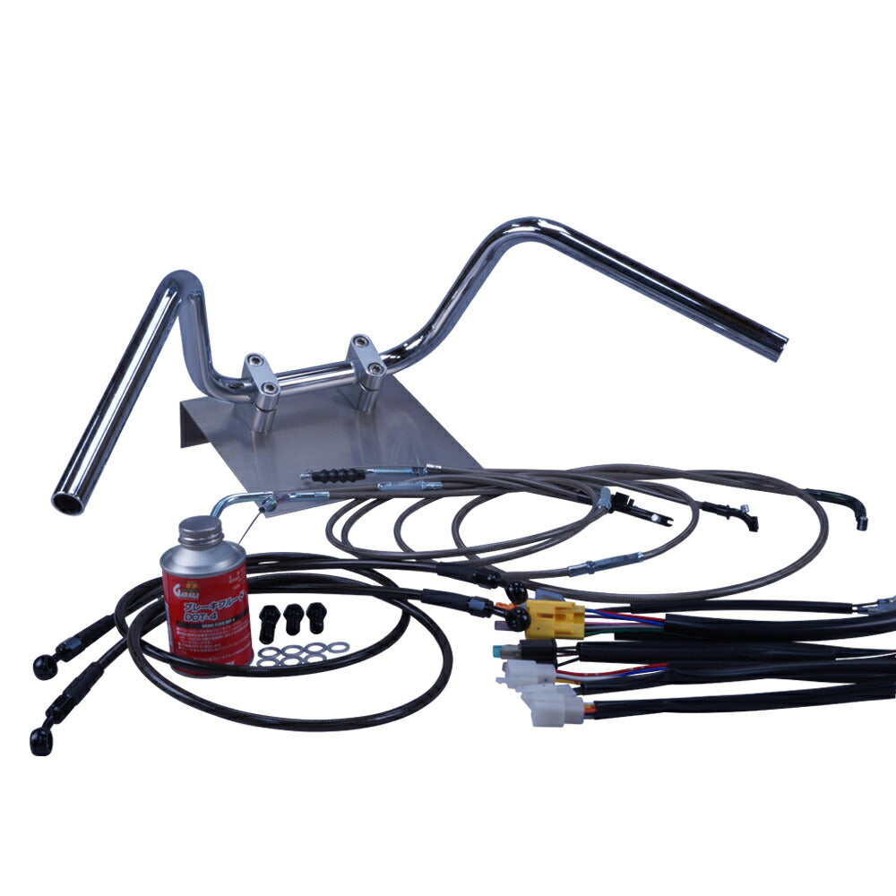 CB250T/400T ホーク2 セミしぼりアップハンドル セット ブラックメッシュ ダークメッシュ ワイヤー