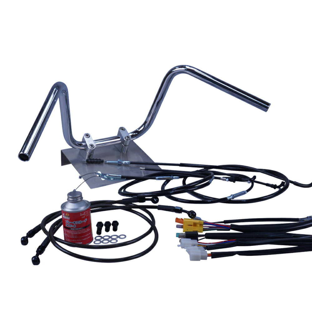 SR400 03-08年 RH01J セミしぼりアップハンドル セット ブラック ワイヤー