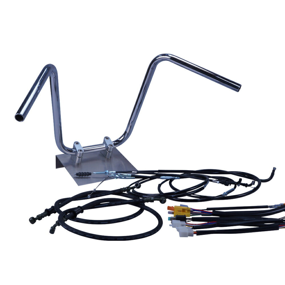 TW200/E 87-99年 2JL セミしぼりアップハンドル セット ブラック ワイヤー