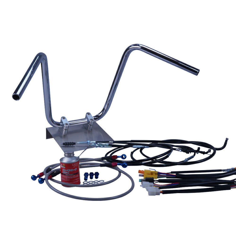 CBX400F 全年式 NC07 セミしぼりアップハンドル セット ブラック ワイヤー