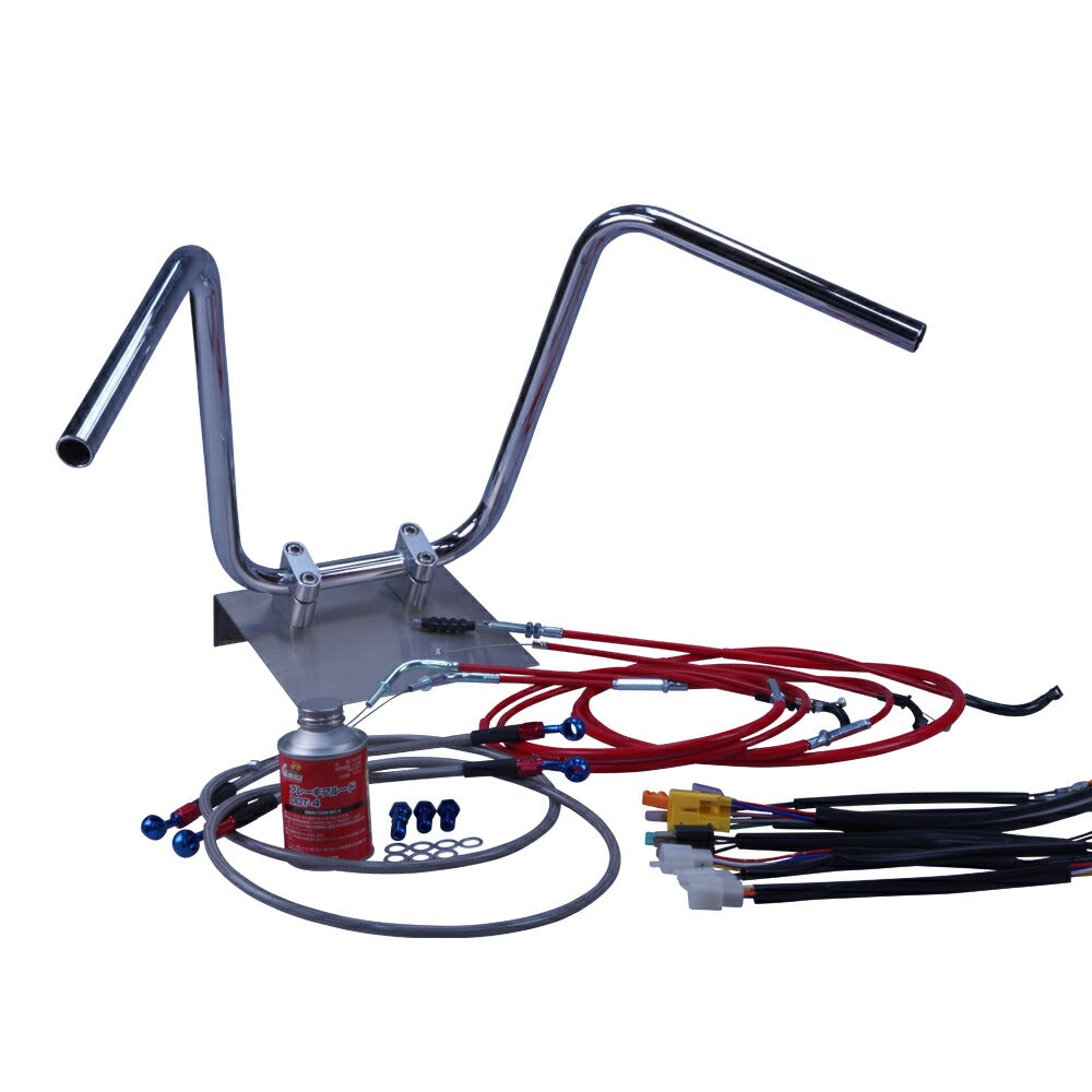 ZRX400/2 04-06年 ZR400E セミしぼりアップハンドル セット カラー ワイヤー