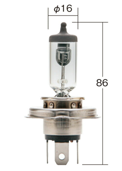 ヘッドランプ用 ノーマルハロゲンバルブ H4 クリア 12V 60/55W T16 1個入