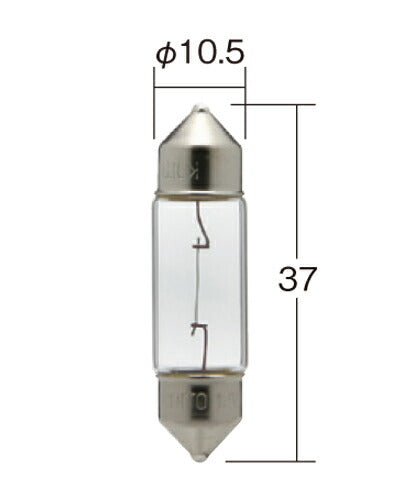 室内灯用 ノーマル白熱バルブ 両口球 クリア 12V 10W T10×37 1個入