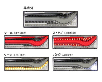 All-LED Rear Combination Lamp for Trucks, Kabuki Design, Sequential Turn, Left, Smoked, 24V, 1 pc.
