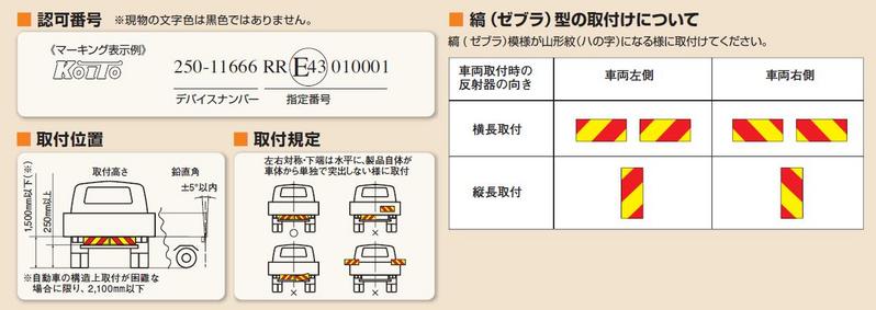 大型後部反射器 日本自動車工業会型 J型 額縁型 LR-148