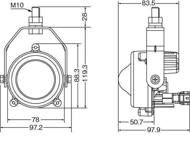 LEDワーキングランプ丸型タイプ スーパーワイド 12/24/48V 15W