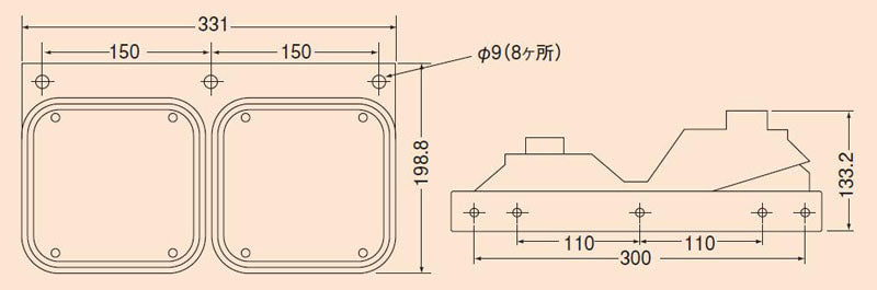 リアコンビネーションランプ トレーラー用 2連(右)