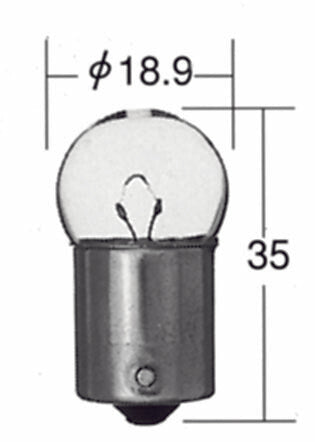 番号灯・車幅灯・表示灯用 ノーマルバルブ クリア 6V 8W G18 2個入