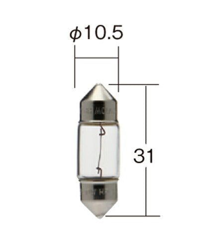 ルームランプ・グローブBOXランプ用 ハイパワーバルブ クリア 12V 8W T10×31 2個入