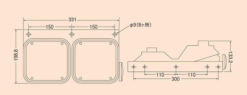 リアコンビネーションランプ 2連 右