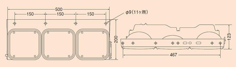 リアコンビネーションランプ 3連 左