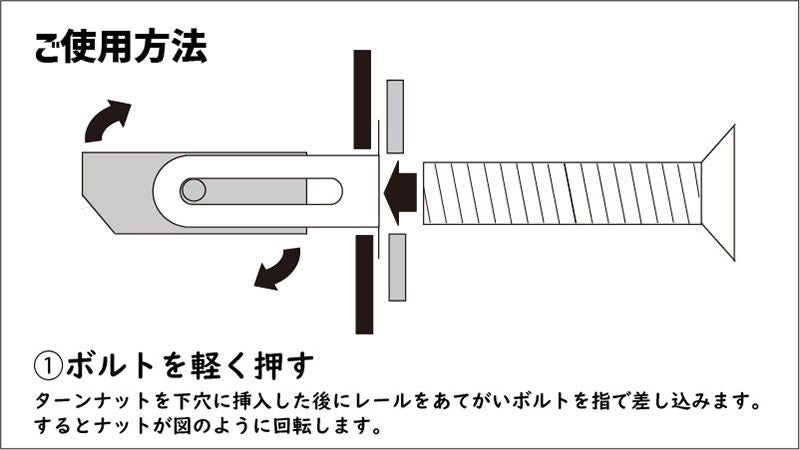 ワンタッチレール用 ボルト＆ターンナットセット ステンレスブラック M8