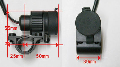 USB Port Kit, 2 USB Ports, Total DC5V/4A, Handlebar Clamp