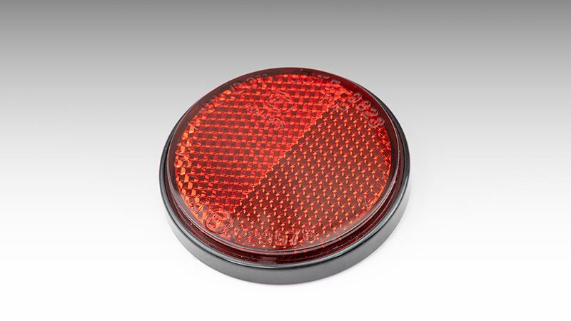 サイドリフレクター 丸型 両面テープ固定タイプ レッド Φ60  汎用
