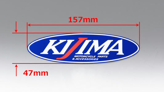 ステッカー KIJIMA 楕円型 青ベース ブルー Mサイズ 157×47mm 1枚 シール ロゴ