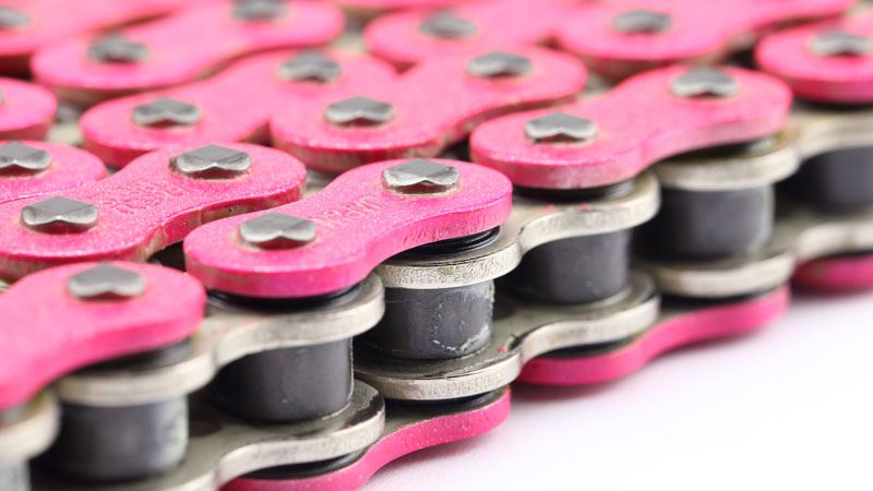 rrrmm　ピンクグロー２本 EK Chain 520SR-X2 110 Links Metallic Pink for motorcycles up to