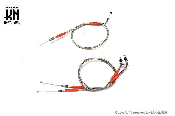 RCB メッシュアクセルケーブル/メッシュクラッチケーブルセット Y15ZR バイク ハンドル パーツ