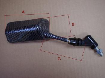 カーボン風レーシング タイプ1 バックミラー 正ネジ 径10mm