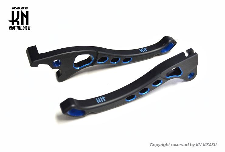 KNデュアルカラーレバー3 マットブラック/ブルー アドレスV125 左右セット バイク ハンドル パーツ