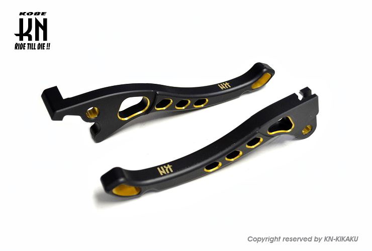 KNデュアルカラーレバー3 マットブラック/ゴールド アドレスV125 左右セット バイク ハンドル パーツ