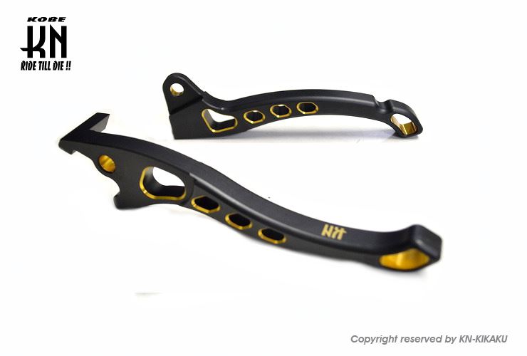 KNデュアルカラーレバー3 マットブラック/ゴールド アドレスV125 左右セット バイク ハンドル パーツ