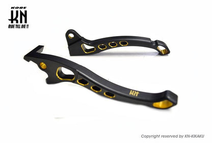 KNデュアルカラーレバー3 マットブラック/ゴールド アドレスV125 左右セット バイク ハンドル パーツ