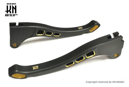 デュアルカラーレバー マットブラック/ゴールド タイプ3 ジャイロ系 バイク