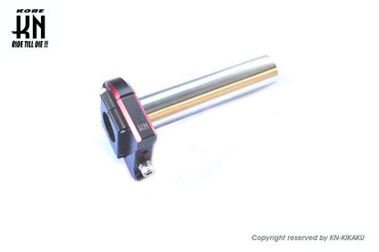 デュアルカラーアルミCNCスーパーナローハイスロットル2 ブラック/レッド 22.2mm用 ホンダ系スクーター等 バイク ハンドル パーツ