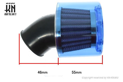 パワーフィルター ブルー タイプ2 45度/35～37mm 汎用 バイク 吸気 パーツ