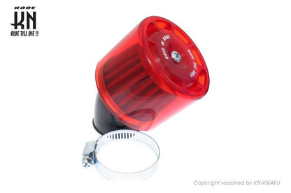 パワーフィルター レッド タイプ2 45度/35～37mm 汎用 バイク 吸気 パーツ