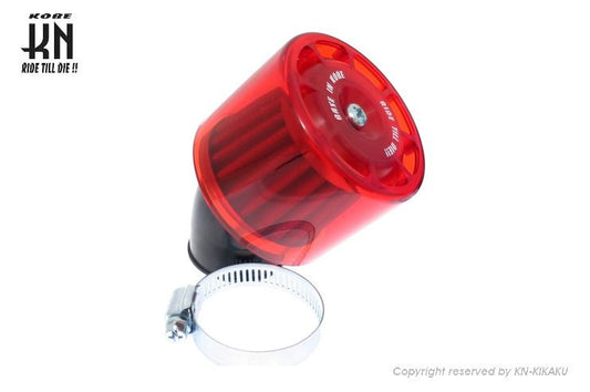 パワーフィルター レッド タイプ2 45度/35～37mm 汎用 バイク 吸気 パーツ