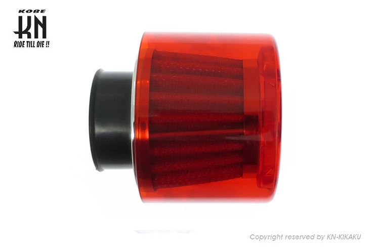 パワーフィルターストレート レッド タイプ2 35～37mm 汎用 バイク 吸気 パーツ
