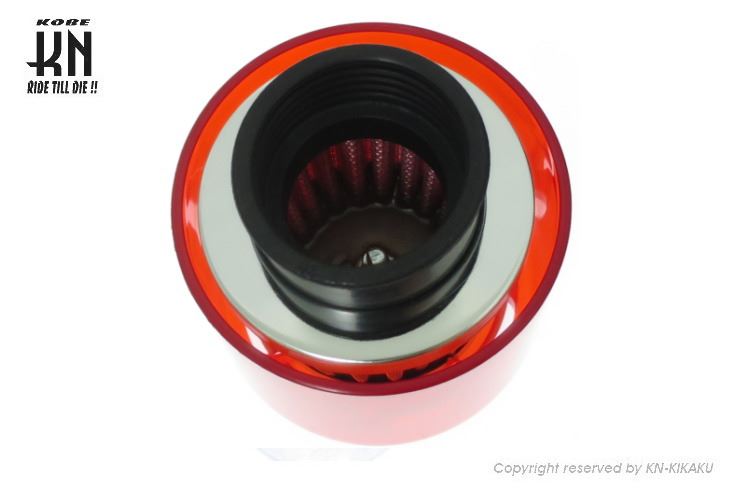パワーフィルターストレート レッド タイプ2 35～37mm 汎用 バイク 吸気 パーツ