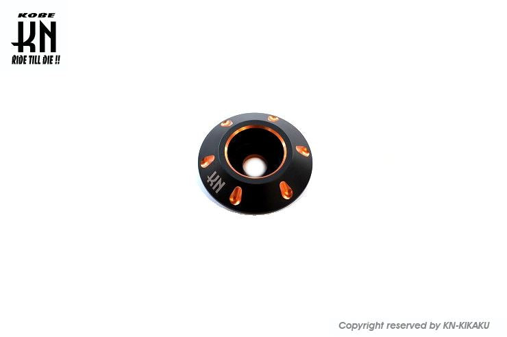 デュアルカラーホイールセンターキャップ スチールホイール マットブラック/オレンジ ディオSR Gダッシュ等 バイク 外装 パーツ
