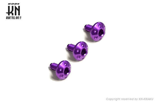 Dress-up Aluminum Bolts, Purple, M6, 3 Pieces, Motorcycle Exterior Parts, Dress-up