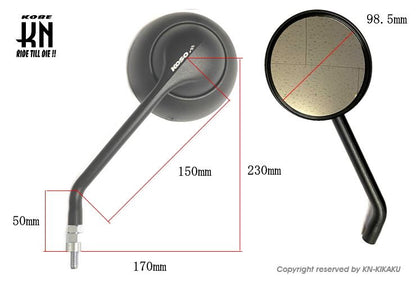 KOSOバックミラー ラウンドビューミラー クリアーレンズ ブラック ネジ径 8/10mm 左右セット バイク