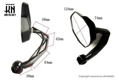 KOSOバックミラー ブレイドビューミラー クリアーレンズ ブラック ネジ径 8/10mm 汎用 左右セット バイク